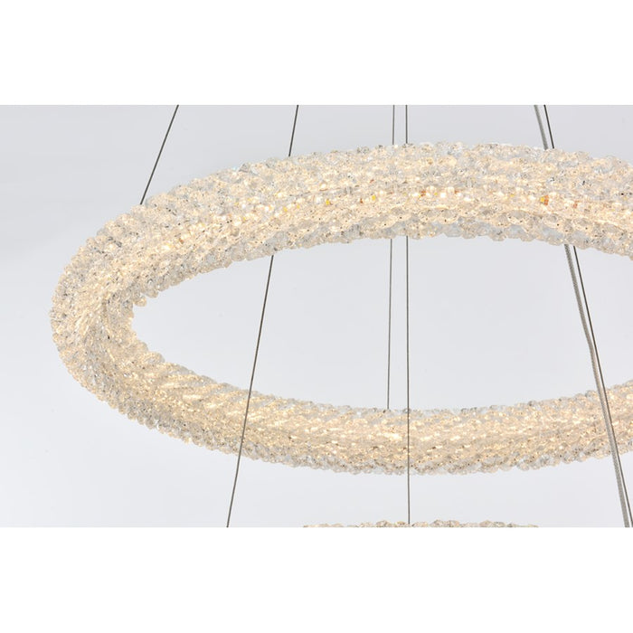 Elegant Lighting Bowen 2 Light 24"L Chandelier, Satin Gold/Clear