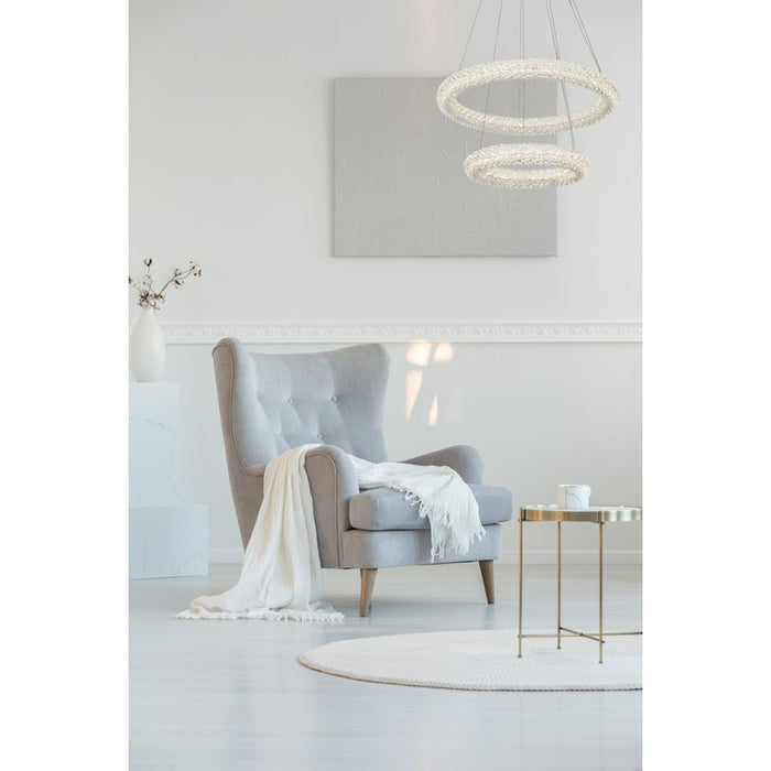 Elegant Lighting Bowen 2 Light 24"L Chandelier, Satin Gold/Clear