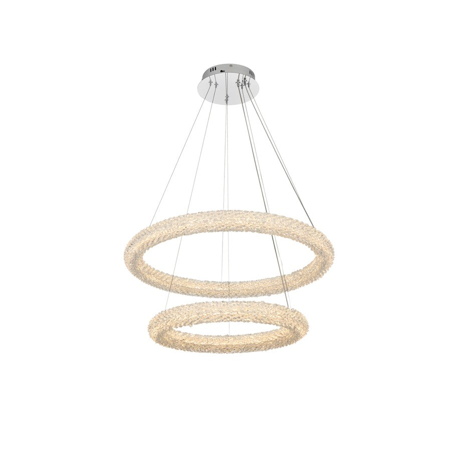 Elegant Lighting Bowen 2 Light 28"L Chandelier, Chrome/Clear - 3800G28C