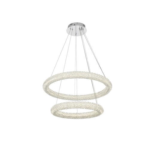 Elegant Lighting Bowen 2 Light 28"L Chandelier, Chrome/Clear