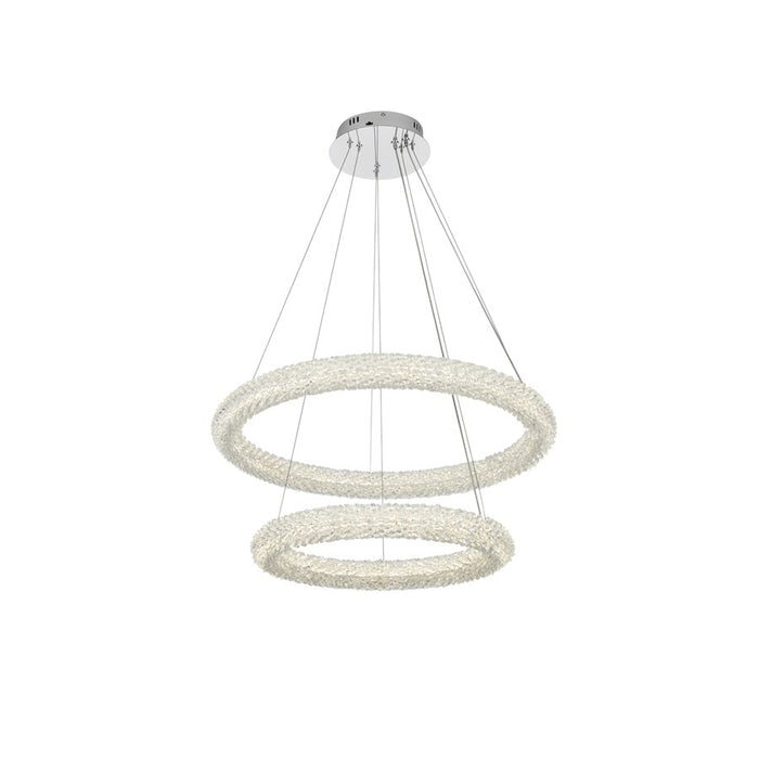 Elegant Lighting Bowen 2 Light 28"L Chandelier, Chrome/Clear