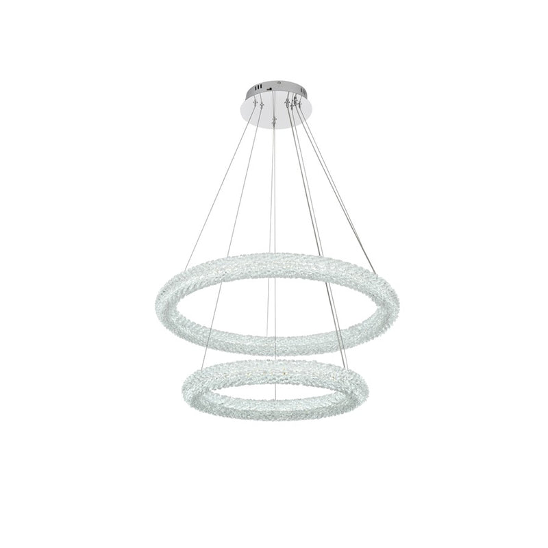 Elegant Lighting Bowen 2 Light 28"L Chandelier, Chrome/Clear