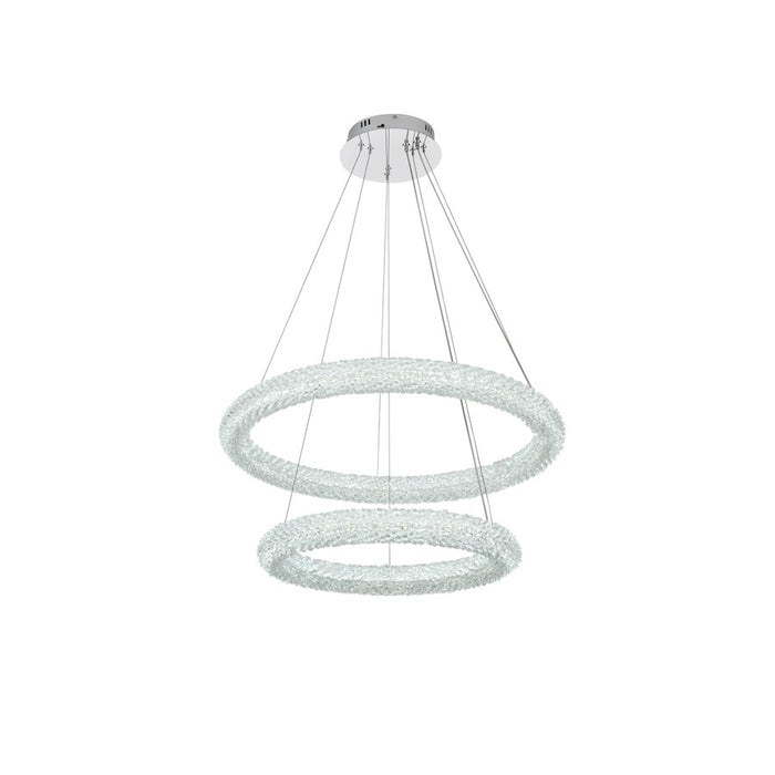 Elegant Lighting Bowen 2 Light 28"L Chandelier, Chrome/Clear
