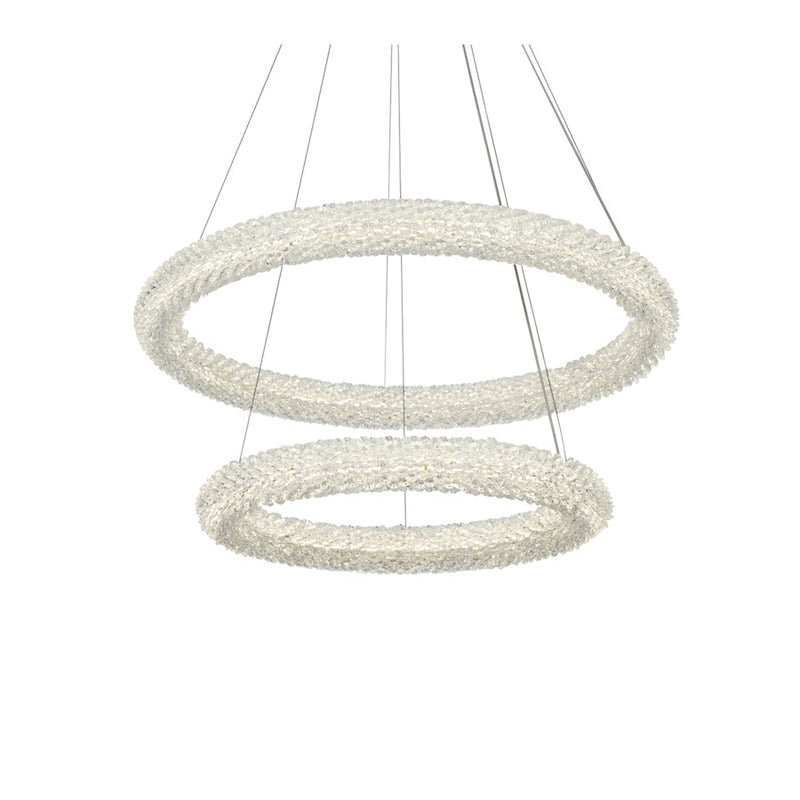 Elegant Lighting Bowen 2 Light 28"L Chandelier, Chrome/Clear