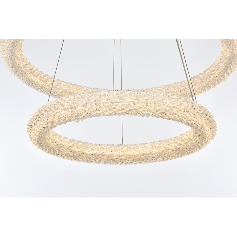 Elegant Lighting Bowen 2 Light 28"L Chandelier, Chrome/Clear