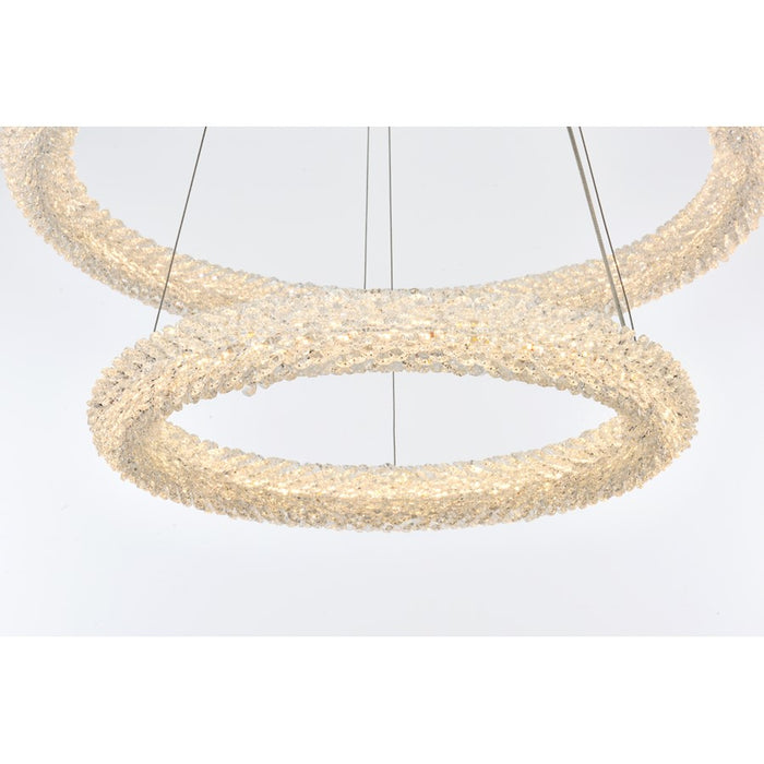 Elegant Lighting Bowen 2 Light 28"L Chandelier, Chrome/Clear