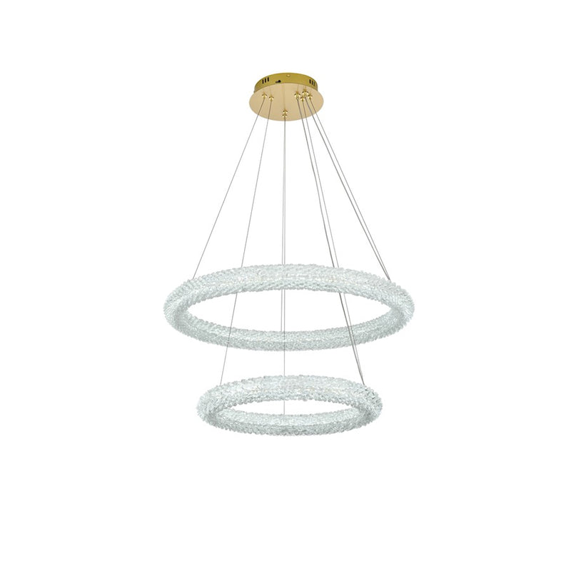 Elegant Lighting Bowen 2 Light 28"L Chandelier, Satin Gold/Clear
