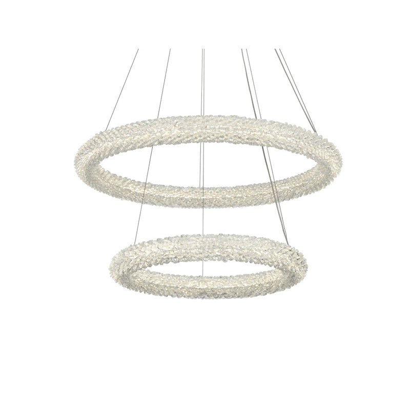 Elegant Lighting Bowen 2 Light 28"L Chandelier, Satin Gold/Clear