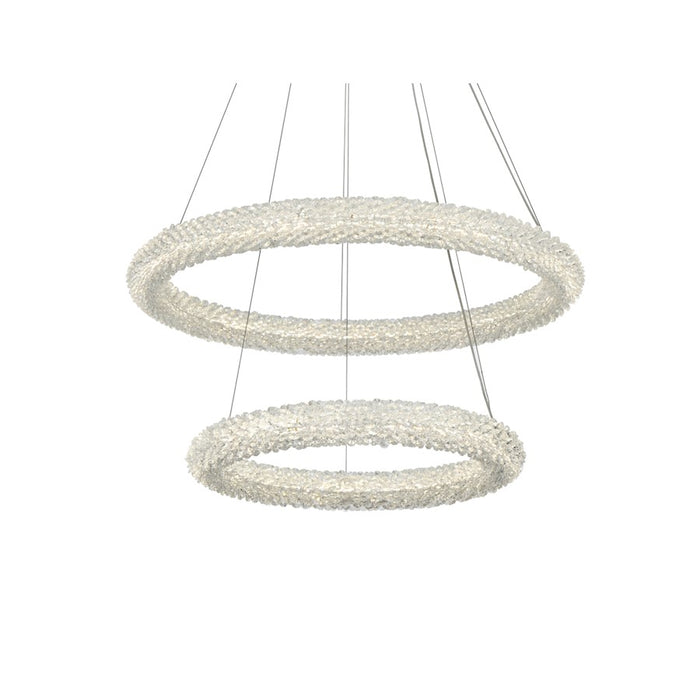 Elegant Lighting Bowen 2 Light 28"L Chandelier, Satin Gold/Clear