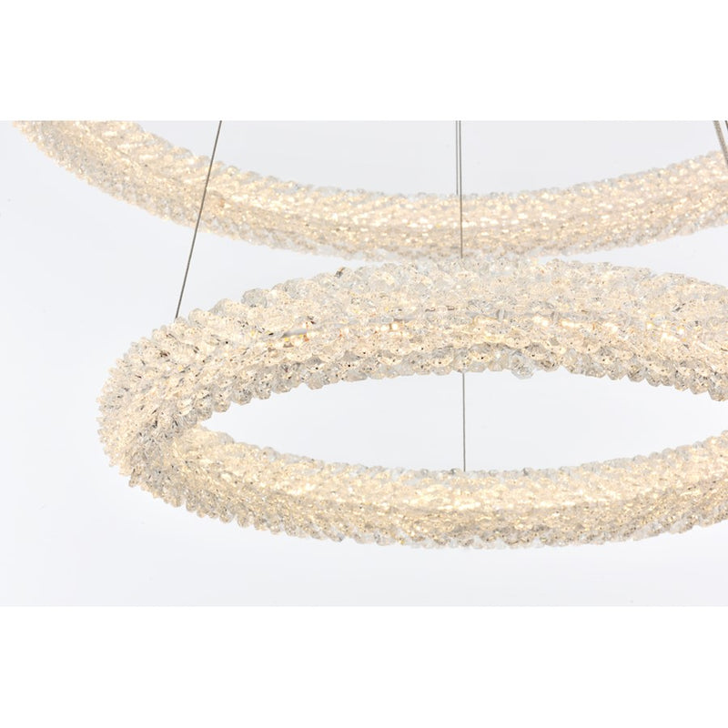 Elegant Lighting Bowen 2 Light 28"L Chandelier, Satin Gold/Clear