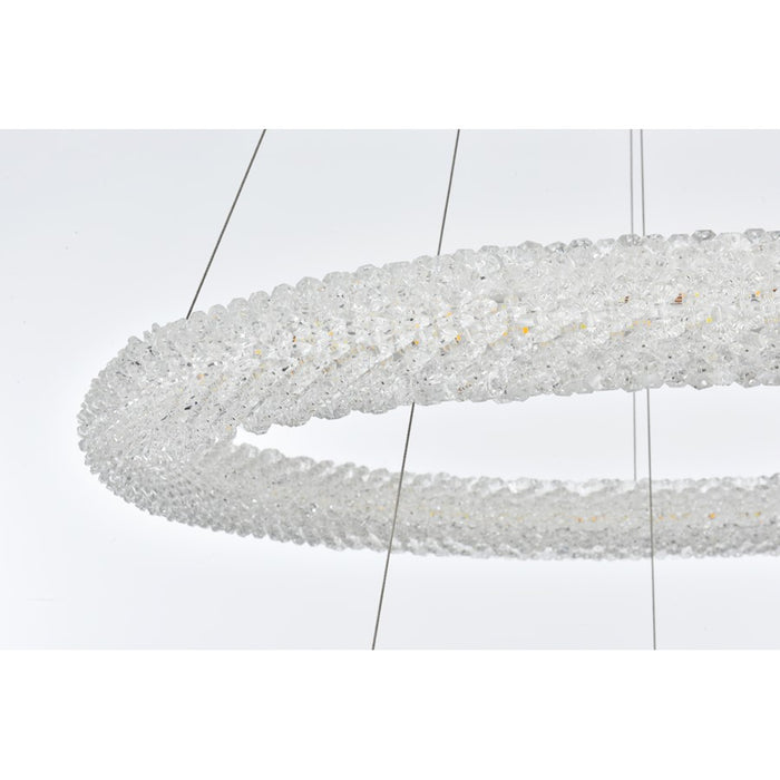 Elegant Lighting Bowen 2 Light 28"L Chandelier, Satin Gold/Clear