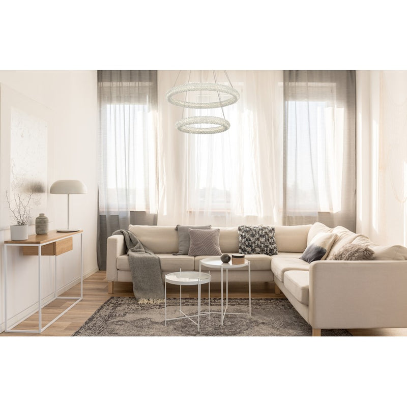 Elegant Lighting Bowen 2 Light 28"L Chandelier, Satin Gold/Clear