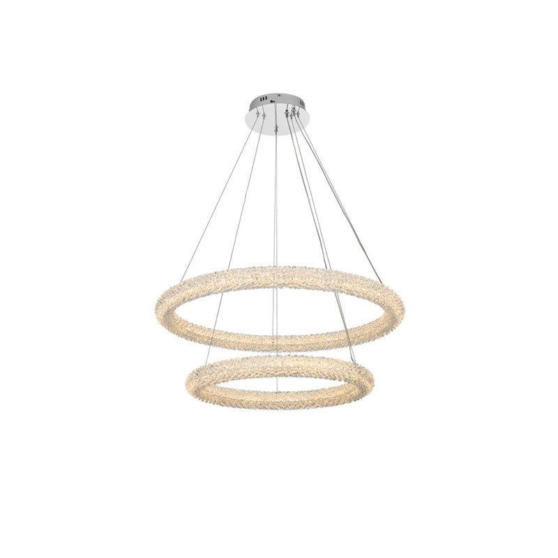 Elegant Lighting Bowen 2 Light 32"L Chandelier, Chrome/Clear