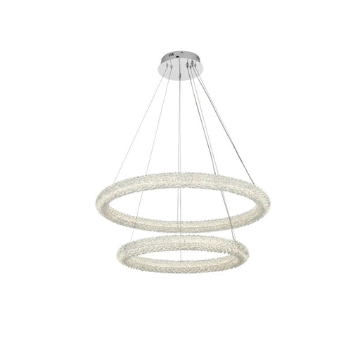 Elegant Lighting Bowen 2 Light 32"L Chandelier, Chrome/Clear