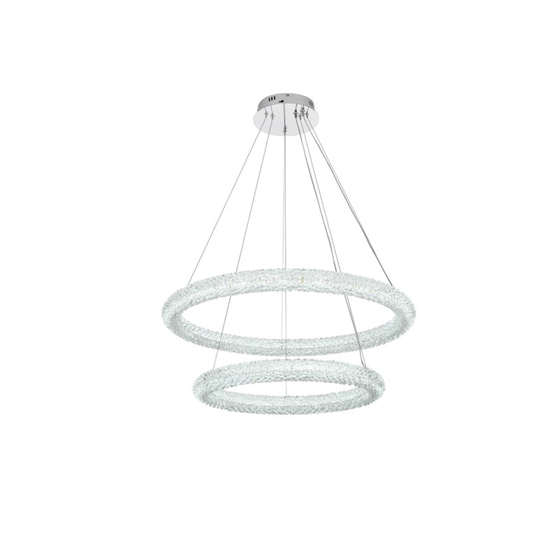 Elegant Lighting Bowen 2 Light 32"L Chandelier, Chrome/Clear