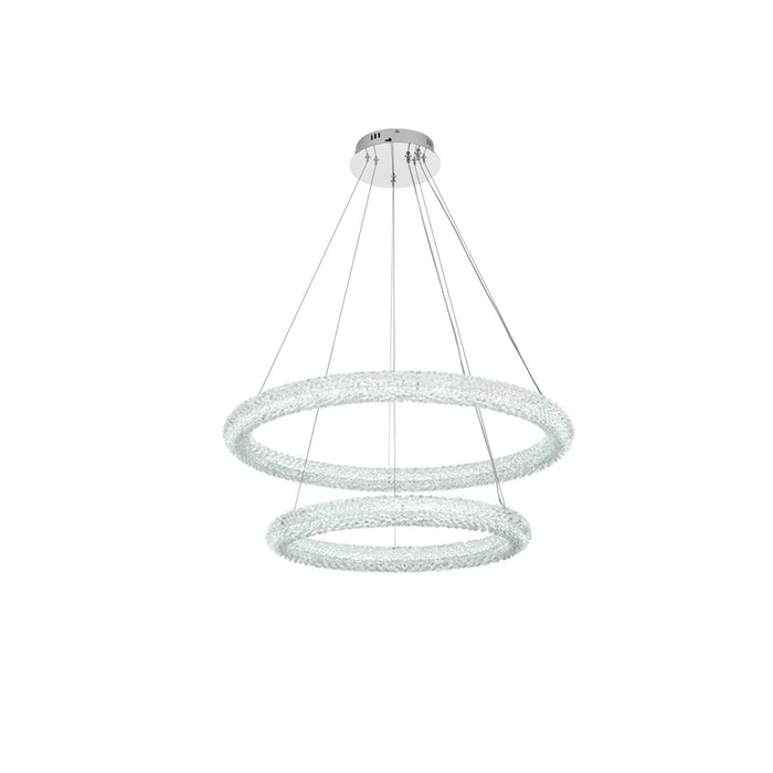Elegant Lighting Bowen 2 Light 32"L Chandelier, Chrome/Clear