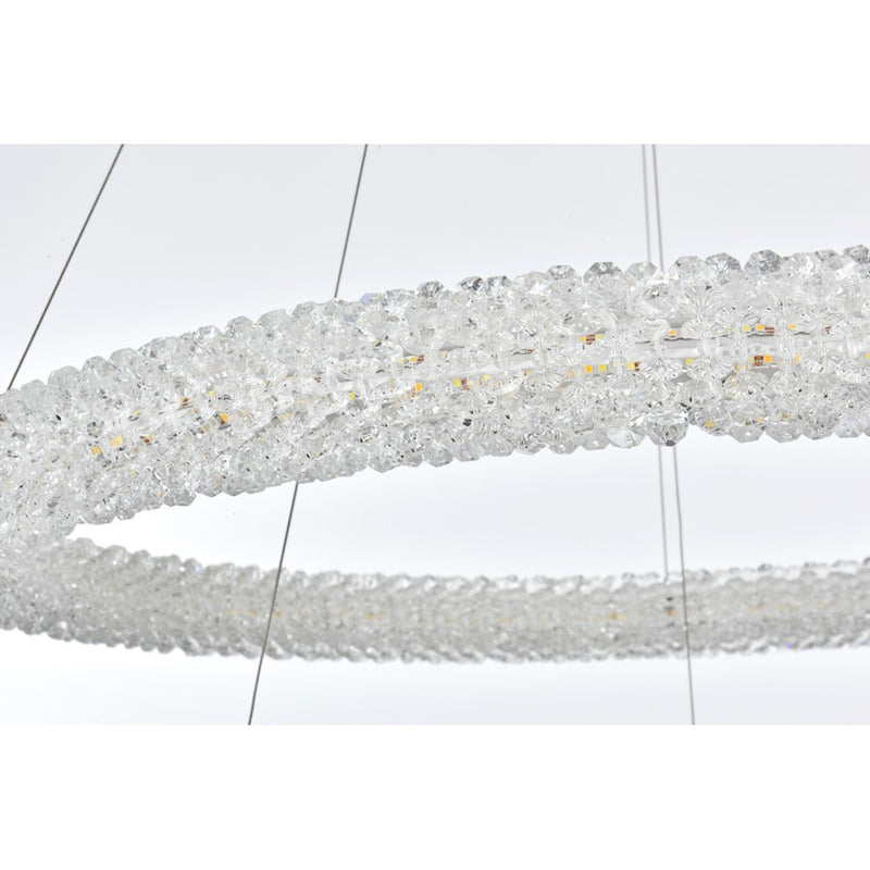 Elegant Lighting Bowen 2 Light 32"L Chandelier, Chrome/Clear