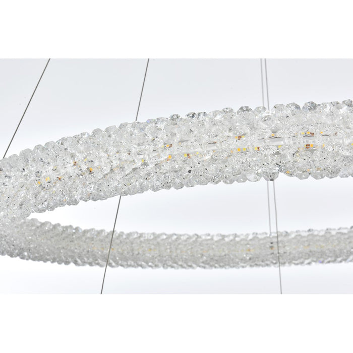 Elegant Lighting Bowen 2 Light 32"L Chandelier, Chrome/Clear