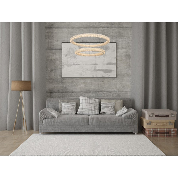 Elegant Lighting Bowen 2 Light 32"L Chandelier, Chrome/Clear