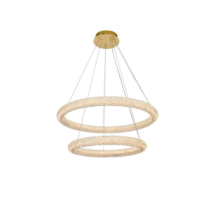 Elegant Lighting Bowen 2 Light 32"L Chandelier, Satin Gold/Clear - 3800G32SG