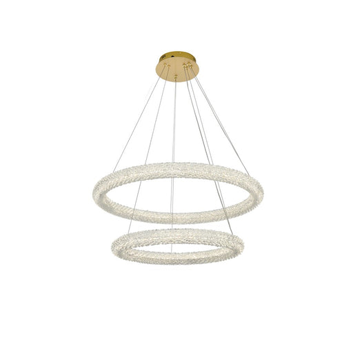 Elegant Lighting Bowen 2 Light 32"L Chandelier, Satin Gold/Clear