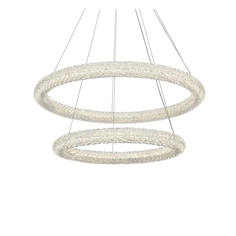 Elegant Lighting Bowen 2 Light 32"L Chandelier, Satin Gold/Clear