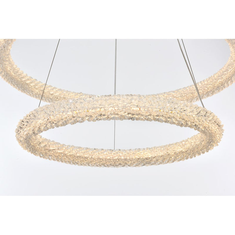 Elegant Lighting Bowen 2 Light 32"L Chandelier, Satin Gold/Clear