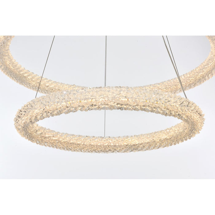 Elegant Lighting Bowen 2 Light 32"L Chandelier, Satin Gold/Clear