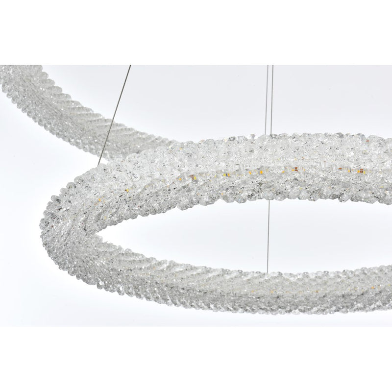 Elegant Lighting Bowen 2 Light 32"L Chandelier, Satin Gold/Clear