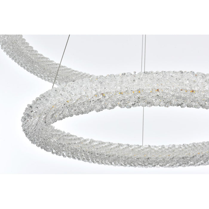 Elegant Lighting Bowen 2 Light 32"L Chandelier, Satin Gold/Clear