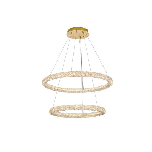 Elegant Lighting Bowen 2 Light 35.5" LED Chandelier, Satin Gold - 3800G36SG