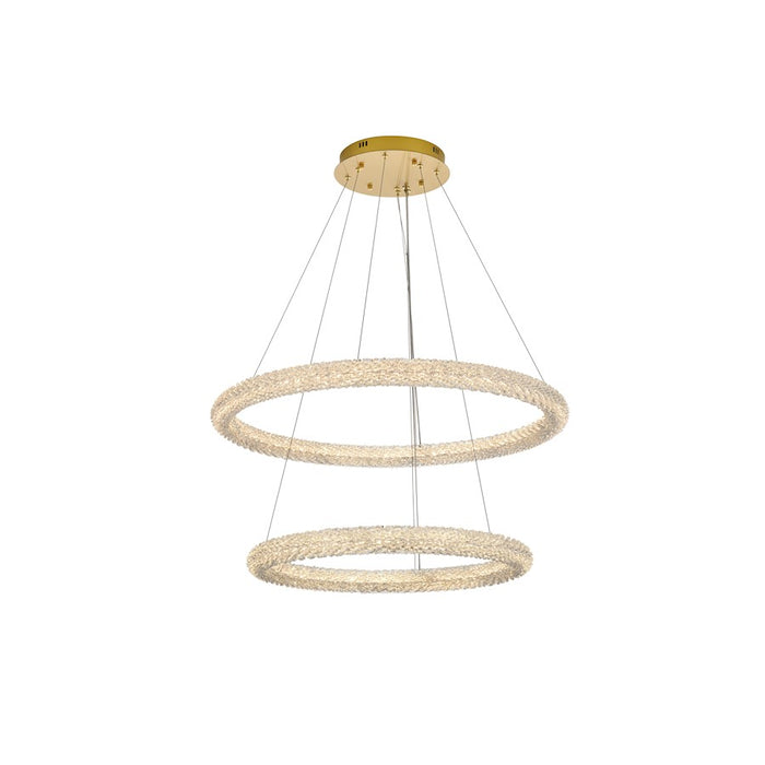 Elegant Lighting Bowen 2 Light 35.5" LED Chandelier, Satin Gold - 3800G36SG