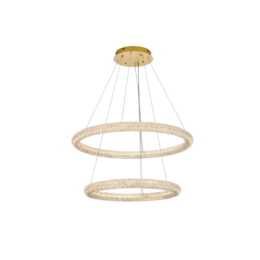 Elegant Lighting Bowen 2 Light 35.5" LED Chandelier, Satin Gold - 3800G36SG