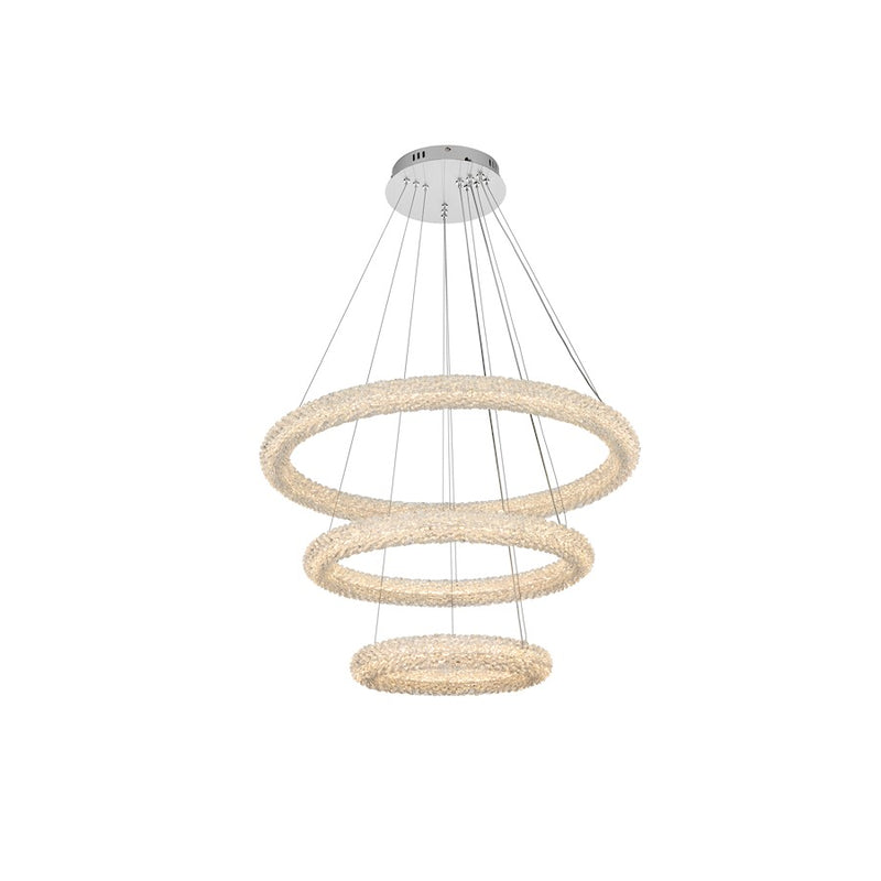 Elegant Lighting Bowen 3 Light 32" Chandelier, Chrome/Clear