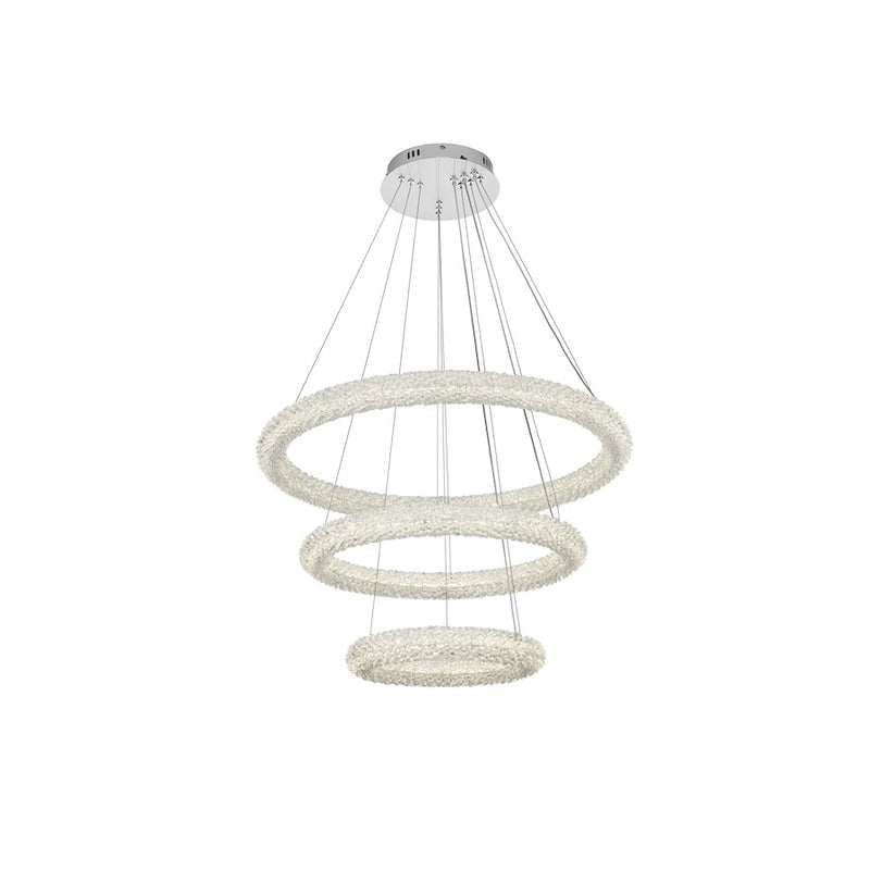 Elegant Lighting Bowen 3 Light 32" Chandelier, Chrome/Clear