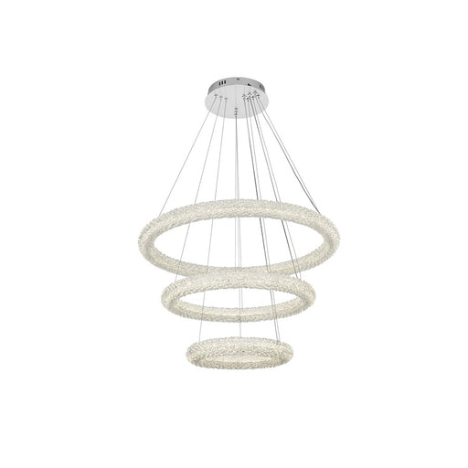 Elegant Lighting Bowen 3 Light 32" Chandelier, Chrome/Clear