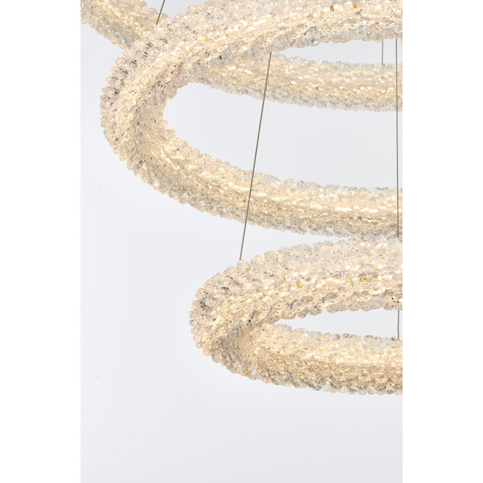 Elegant Lighting Bowen 3 Light 32" Chandelier, Satin Gold/Clear