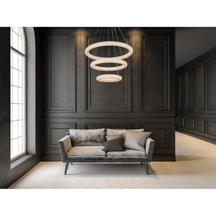 Elegant Lighting Bowen 3 Light 32" Chandelier, Satin Gold/Clear
