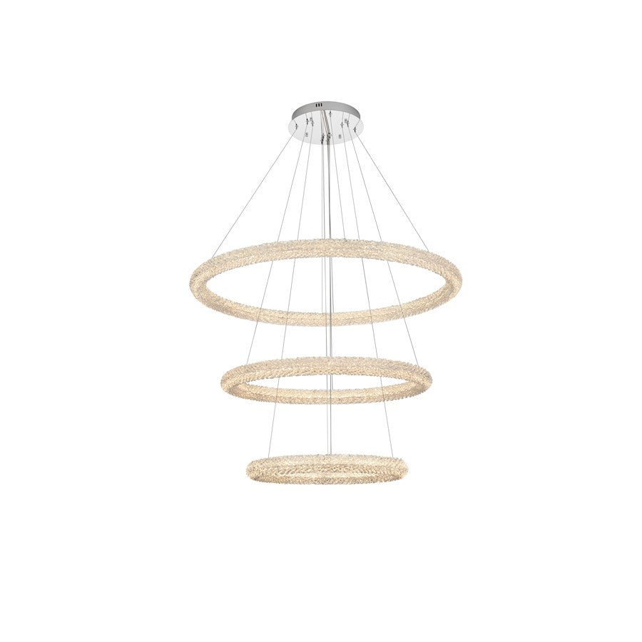 Elegant Lighting Bowen 3 Light 42" LED Chandelier, Chrome - 3800G41LC