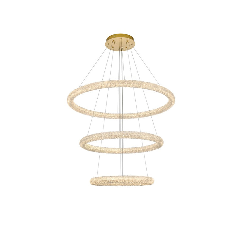 Elegant Lighting Bowen 3 Light 42" LED Chandelier, Satin Gold