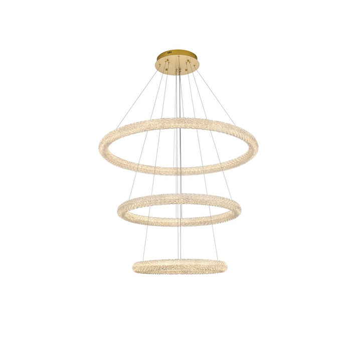 Elegant Lighting Bowen 3 Light 42" LED Chandelier, Satin Gold - 3800G41LSG