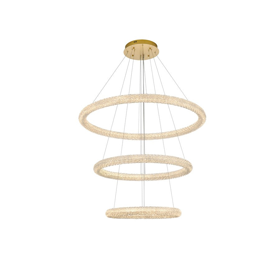 Elegant Lighting Bowen 3 Light 42" LED Chandelier, Satin Gold - 3800G41LSG