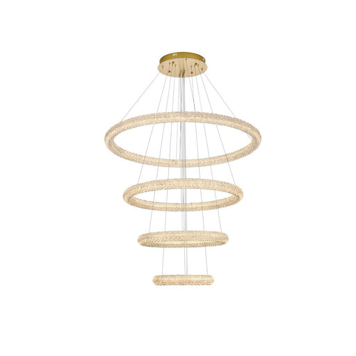 Elegant Lighting Bowen 4 Light 42" LED Chandelier, Satin Gold - 3800G41SG