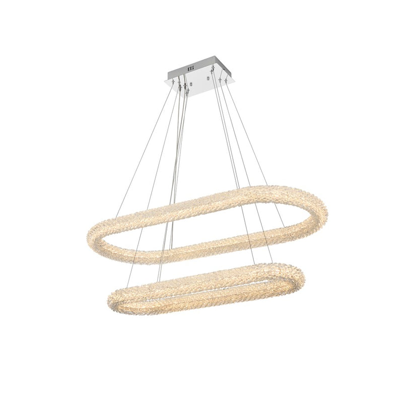 Elegant Lighting Bowen 2 Light 42"L Chandelier, Chrome/Clear