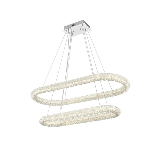 Elegant Lighting Bowen 2 Light 42"L Chandelier, Chrome/Clear