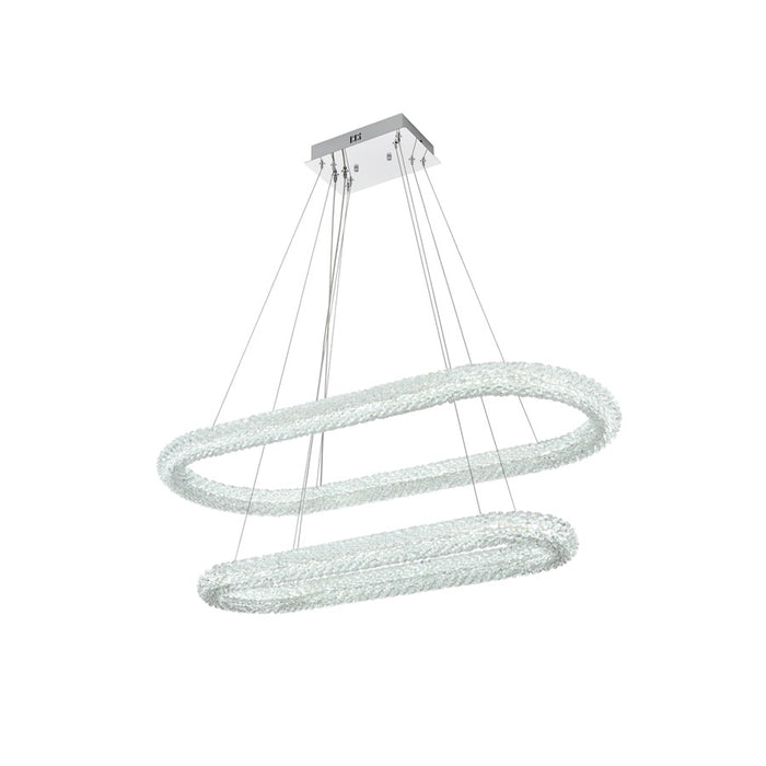 Elegant Lighting Bowen 2 Light 42"L Chandelier, Chrome/Clear