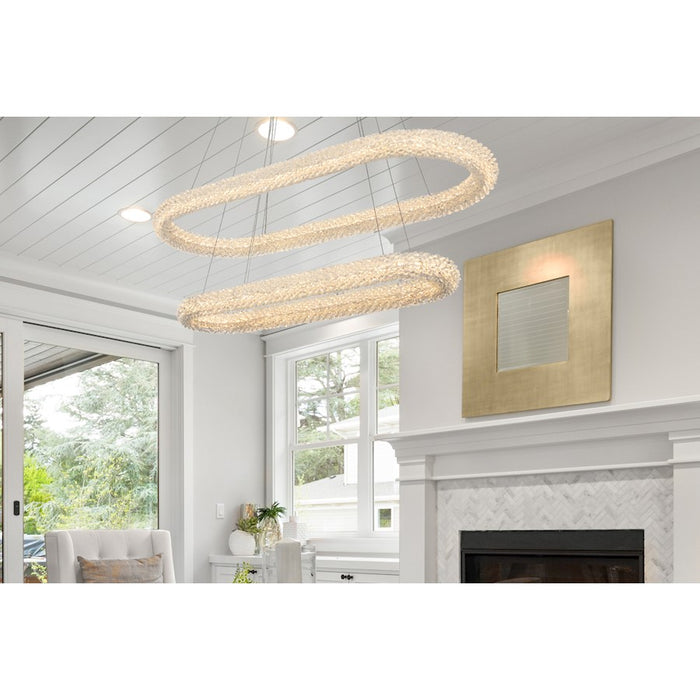 Elegant Lighting Bowen 2 Light 42"L Chandelier, Chrome/Clear