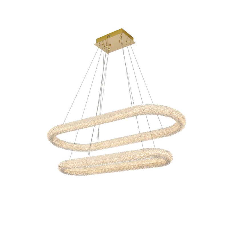 Elegant Lighting Bowen 2 Light 42"L Chandelier, Satin Gold/Clear