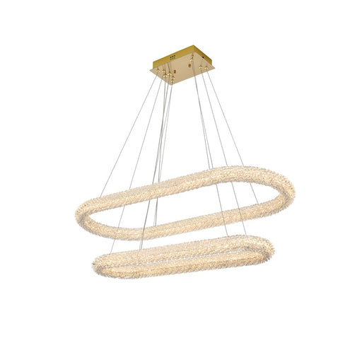 Elegant Lighting Bowen 2 Light 42"L Chandelier, Satin Gold/Clear - 3800G42L2SG