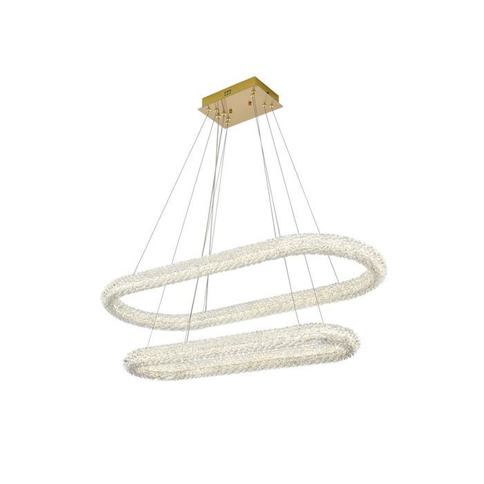 Elegant Lighting Bowen 2 Light 42"L Chandelier, Satin Gold/Clear